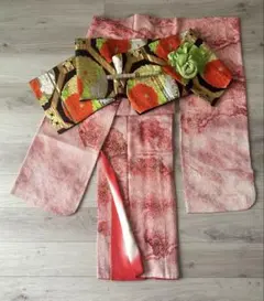 豪華総絞り振袖4点セット★正絹 ピンク×赤 菊文様 袋帯付 成人式