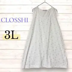 CLOSSHI ノースリーブチュニック 白 3L タンクトップ シャツ