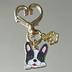ブルドック　キーリング　キーホルダー　犬　わんこ　ハート　肉球　ドックカフェ