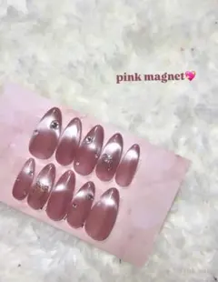 ピンクマグネットネイルチップ ちゅるん 韓国系 10個セット