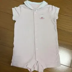 【ミキハウス】うさぎ　襟付き　ピンク　ロンパース　半袖