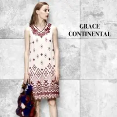 GRACE CONTINENTAL 刺繍ラインワンピース