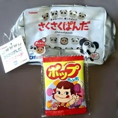 お菓子シリーズフラット　ミニポーチ　ポップキャンディ　さくさくぱんだ