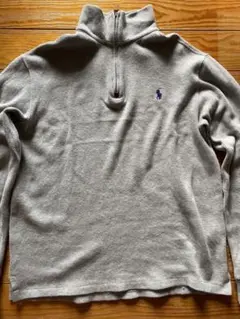 【美品】POLO RALPH LAUREN グレー ハーフジップセーター XS