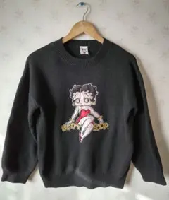 ☆Meridian×Betty Boop コラボ パッチ ニットセーター 黒☆のサムネイル