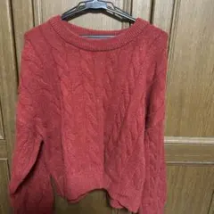 HK WORKS LONDON レッド ケーブルニット セーター LL
