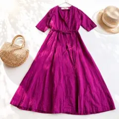 シンゾーン インドコットンリネン カシュクールロングワンピース 36 洗えるのサムネイル