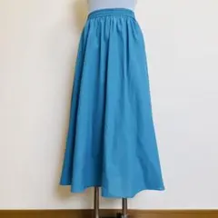 《INGNI》ブルー　フレアロングスカート ゴムウエスト　【FREE】