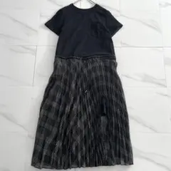 美品☆サカイ　半袖ワンピース　ドローストリング　ドッキング　チェック柄