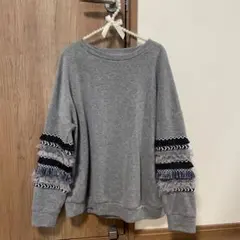 SHEIN フリンジ付きオーバーサイズスウェット グレー