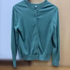 ユニクロ UVカットクルーネックカーディガン グリーン M