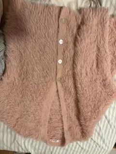 NICE CLAUP ピンクファーカーディガン