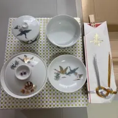 お食い初め用食器　2個セット　双子　鶴