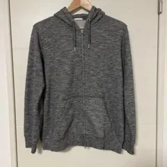 GU グレー フード付き ジップアップパーカー