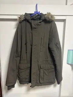 オリーブグリーン カーキ　ファー付きダウンジャケット　n3b トミーヒルフィガー