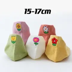 春夏可愛いフラワー刺繍メッシュ薄手15～17cm5足ベビーキッズソックス子供靴下