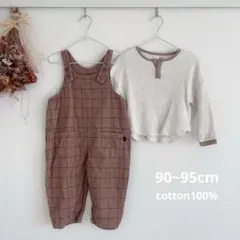 teteateteオーバーオール ワッフルトップス セット