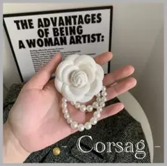 コサージュ パール ブローチ 入学式 結婚式 発表会 薔薇 ホワイト ローズ 花