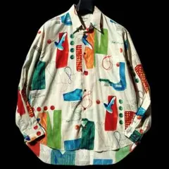 MEN'S TENORAS★90s★ビッグシルエット アパレル総柄 長袖シャツのサムネイル