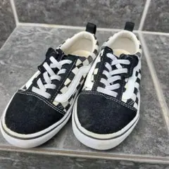 Vans キッズ スニーカー チェック柄 ブラック・ホワイト