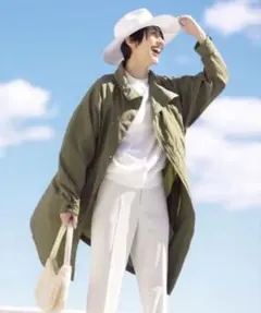 未使用✨サイズ50 23区 ライトブルー トレンチコート 希少 ベルト付き フォースメント Forcement ベルト付きトレンチコート （ブラウン