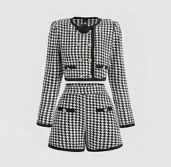 【ぐるーみ様】SHEIN MOD レトロ ブラック&ホワイト チェック 千鳥柄