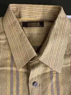 ARAMIS メンズ半袖シャツM イエローベージュストライプ 麻のサムネイル