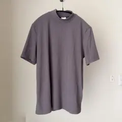 H&M BASICS リブモックネック 半袖Tシャツ　L くすみパープルのサムネイル