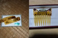 本鼈甲張保証　櫛とバレッタ2点セット　伝統工芸品　園田真珠　和装小物　着物