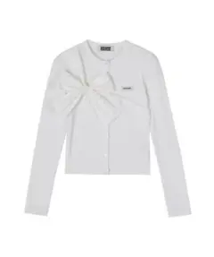 CRANK Ribbon Tide Knit Cardigan_White