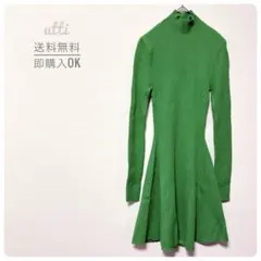 ZARA【ザラ】リブニットハイネックワンピース　USA Sサイズ　フレアスカート