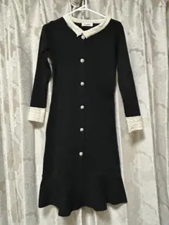 ニットワンピース レース襟