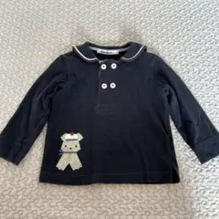 familiar ネイビー 長袖Tシャツ 犬刺繍　セーラー