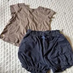 ブラウン ドット柄 Tシャツ .ショートパンツセット95