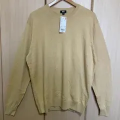 ユニクロ ウォッシャブルコットンメリノクルーネックセーター イエロー 黄色