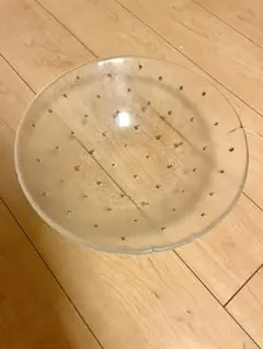 【値下げ】透明なガラス製のゴールドドット柄の皿