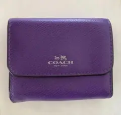 COACH 二つ折り財布 パープル 紫 レザーのサムネイル
