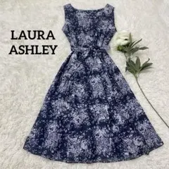 【LAURA ASHLEY】 ノースリーブ ロングワンピース 膝丈〜ミモレ丈