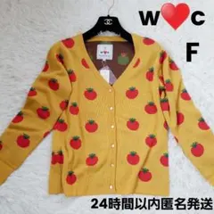 新品　w♥️c　トマト柄カーディガン　マスタードイエロー　F　クマタン