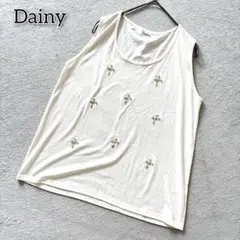 デイニー トップス カットソー 総柄 ノースリーブ カジュアル エレガント