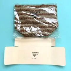 PRADA ノベルティ ブラウン ストライプ ミニトートバッグのサムネイル