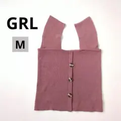 GRL スクエアネック前ボタンタンクトップ ピンク M