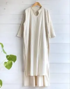 春夏】ヂェン先生の日常着【未使用】シャツワンピース 生成 - メルカリ