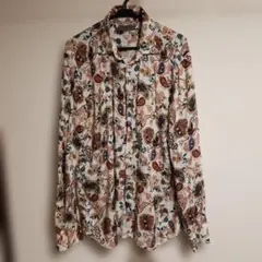 イタリア製ペイズリー柄 長袖シャツ ホワイト/マルチカラー