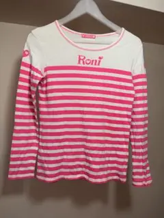 Roni ボーダー長袖Tシャツ ピンク＆ホワイト サイズL ロニィ