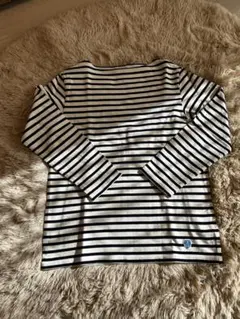 未使用／ORCIVAL／オーシバル／バスクシャツ／サイズ4／ホワイト×ネイビー