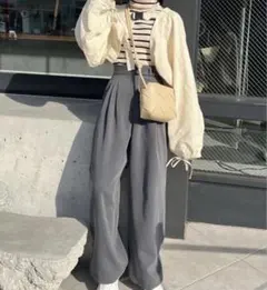 ヘムフック２WAYワイドパンツ グレー Hinari