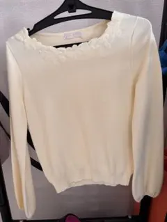 ぴ*れ様 花刺繍 イエロー色 長袖ニット　anysis