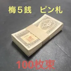 旧紙幣　古札　1組　日本銀行券5銭　梅5銭札　ピン札　100枚束　本物　L1 旧紙幣 古札 1組 日本銀行券5銭 梅5銭札 ピン札 100枚束 本物 L1