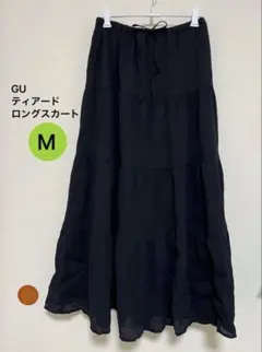 GU ティアードマキシスカート　ティアードスカート ロングスカート　黒　Mのサムネイル